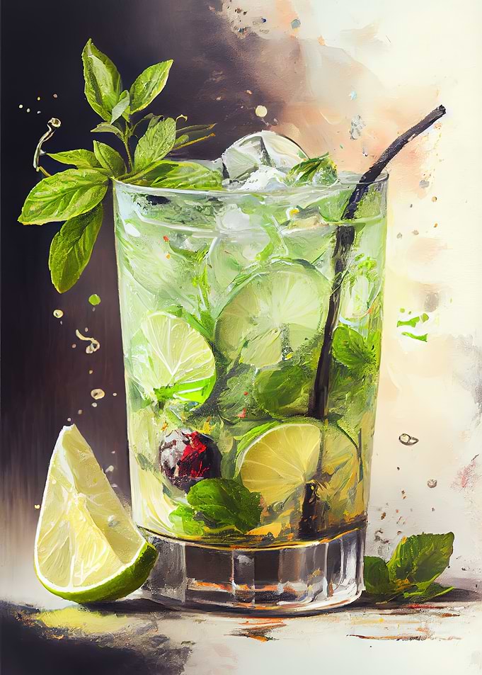 Mojito cocktail Oil Paint