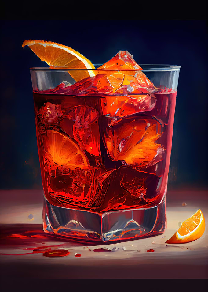 Negroni cocktail Oil Paint