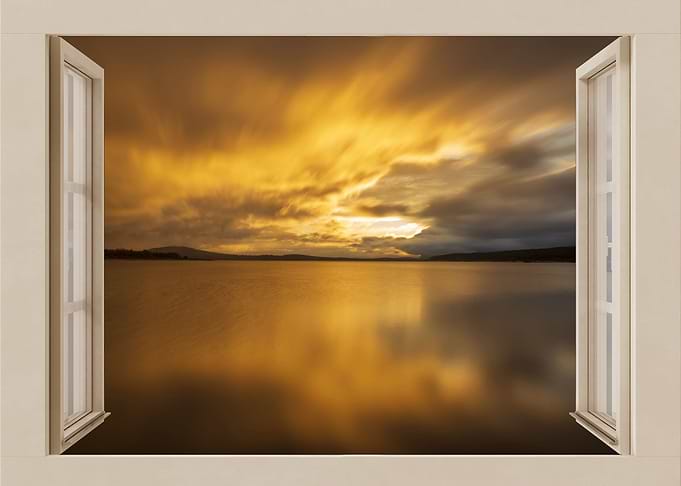 Open window lake landscape