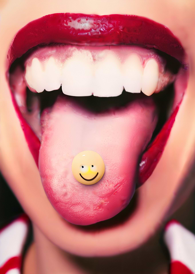 Drug pill smiley on female