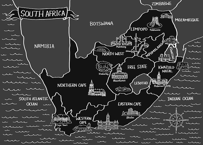 South Africa Dark Map