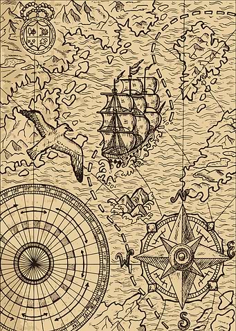 map with sailboat