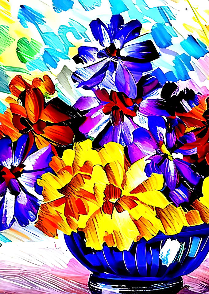 Flowers in blue vase