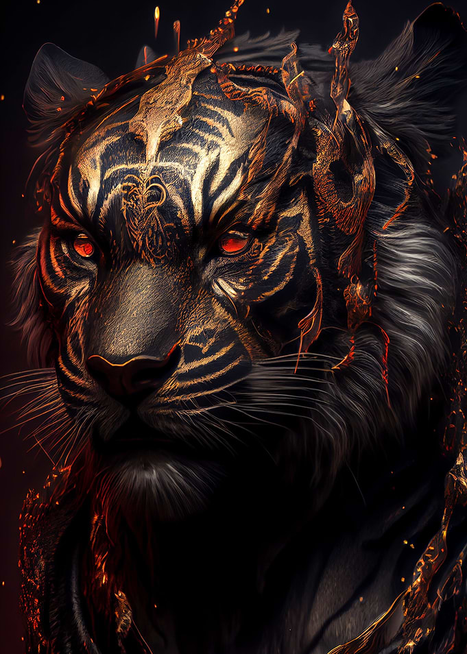 golden tiger head poster