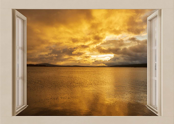 Open window lake landscape