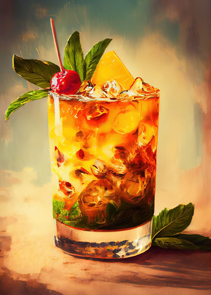 Mai Tai cocktail Oil Paint
