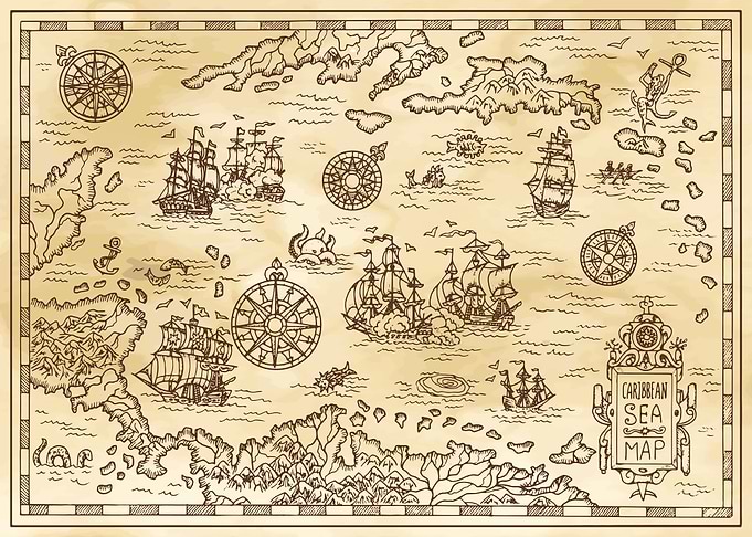 Ancient pirate map