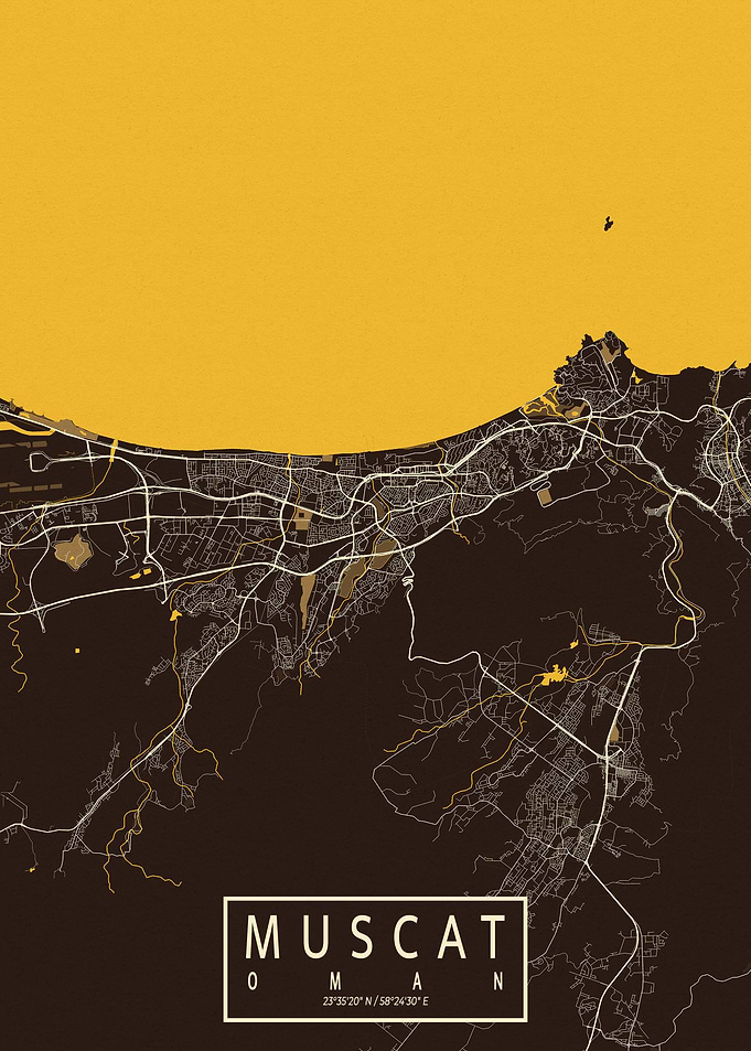 Muscat City Map Pastel