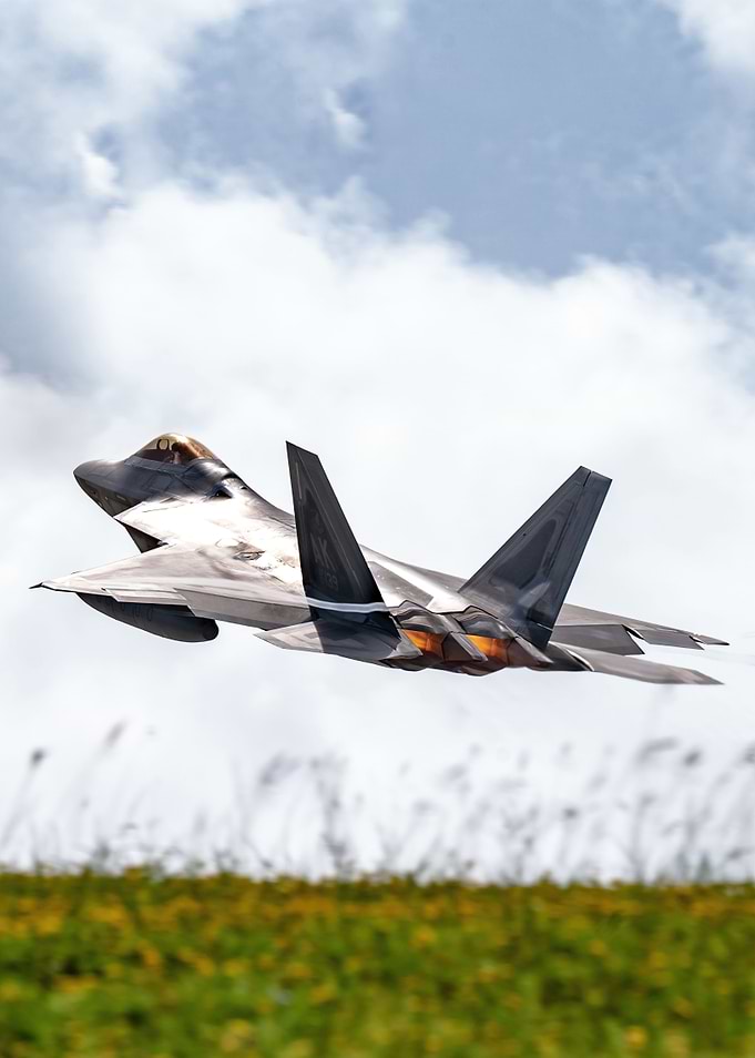 F22 above a field