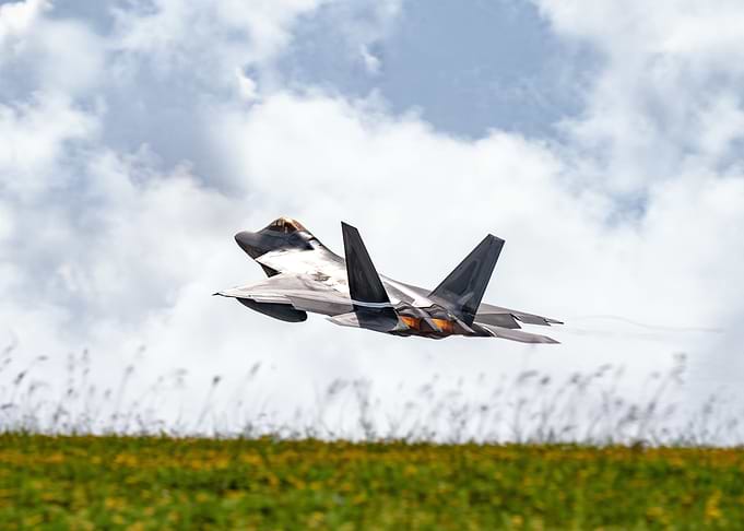 F22 above a field