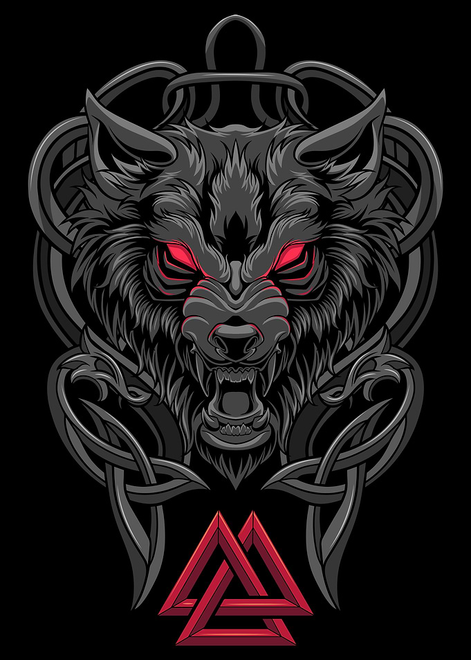 Fenrir Viking Wolf Valknut