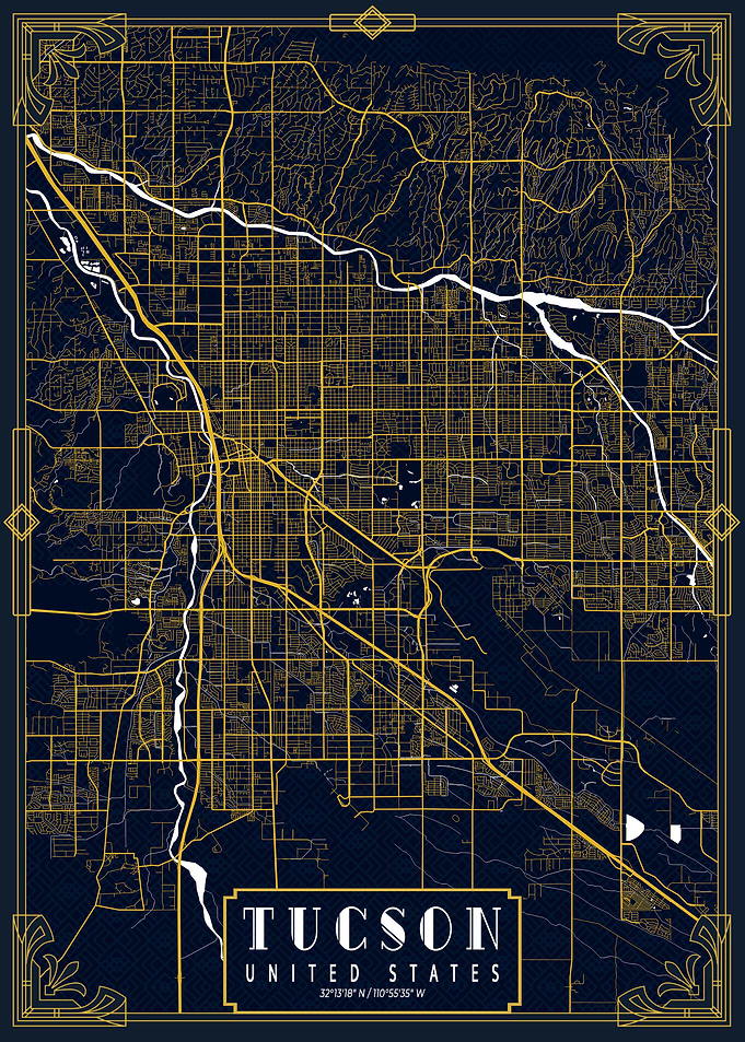 Tucson City Map Gold
