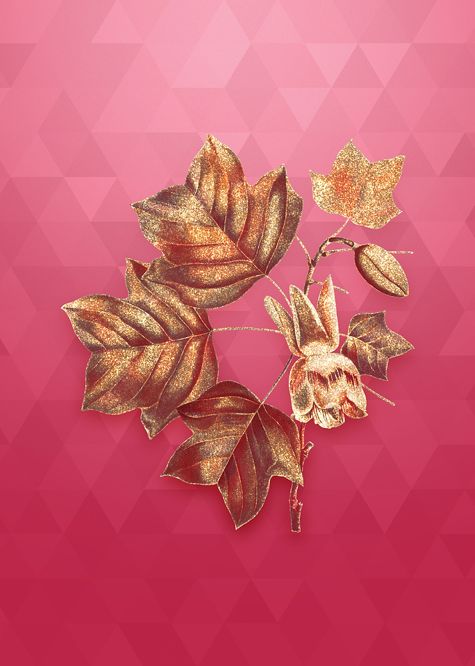 Vintage Tulip Tree on Red