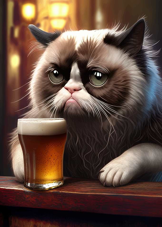 Funny Cat Drinking Beer