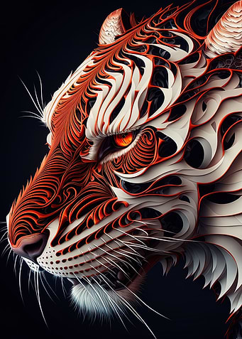 Fractal Tiger Red White
