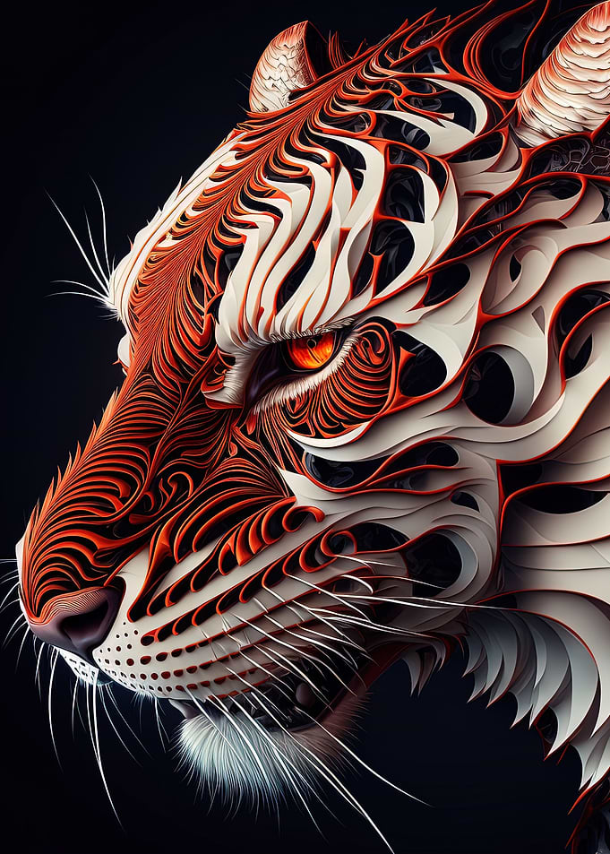 Fractal Tiger Red White