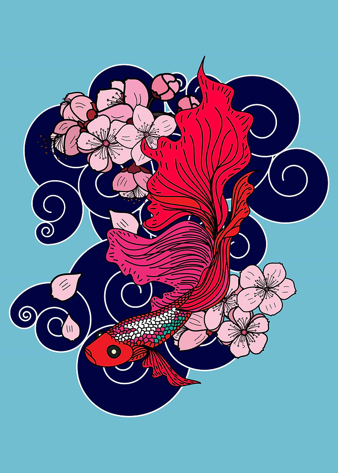 drawn betta fish