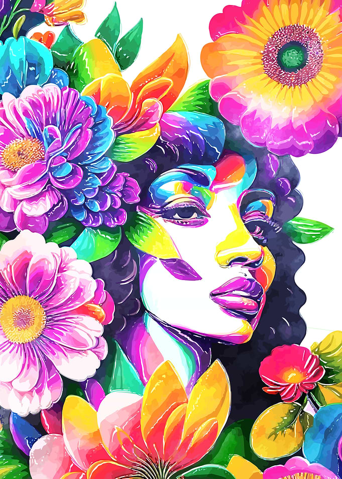 Watercolor Female Floral
