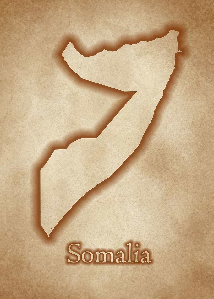 Somalia vintage glow map