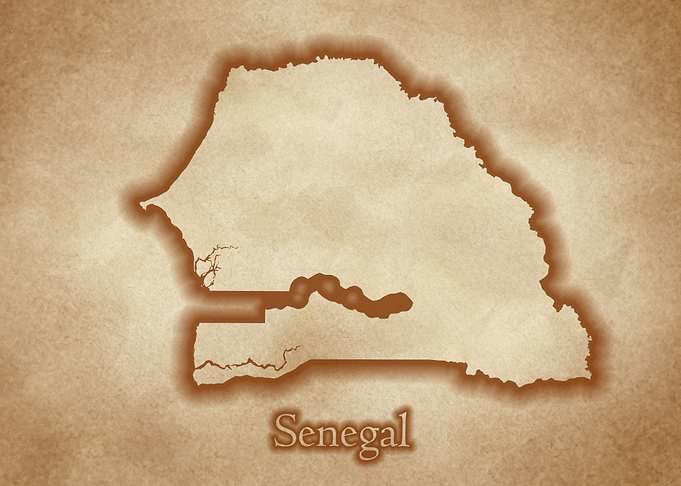 Senegal vintage map glow