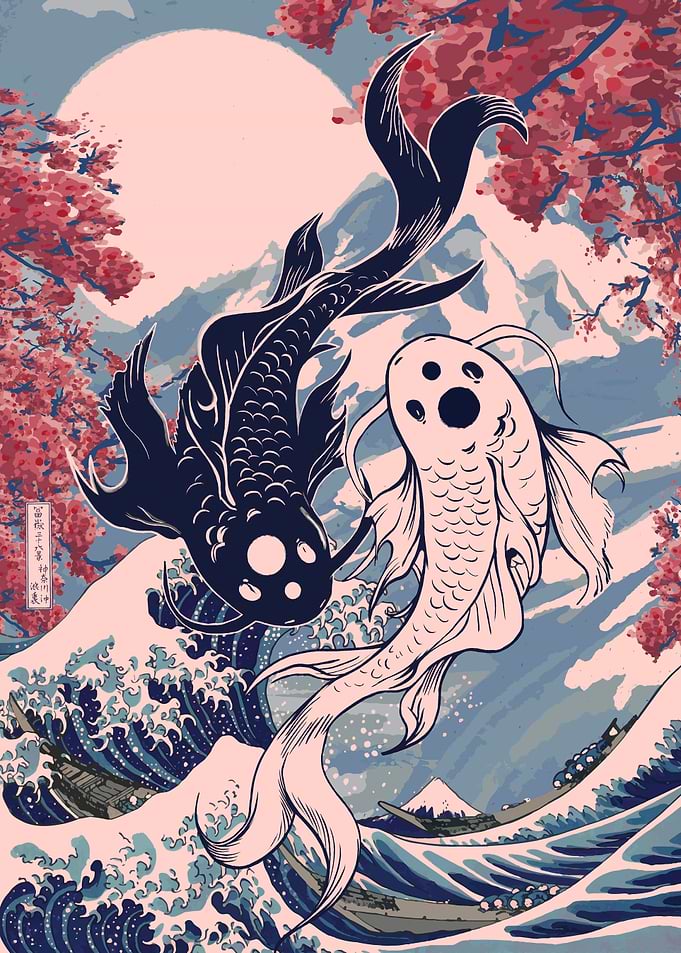 Yin yang koi fish Japan