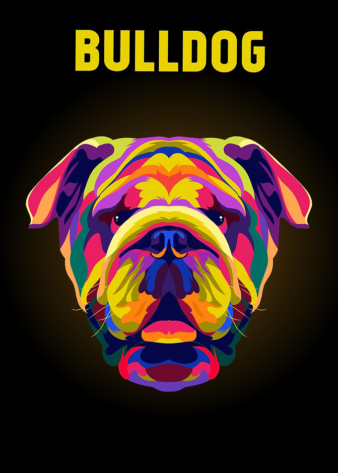 Bulldog head popart