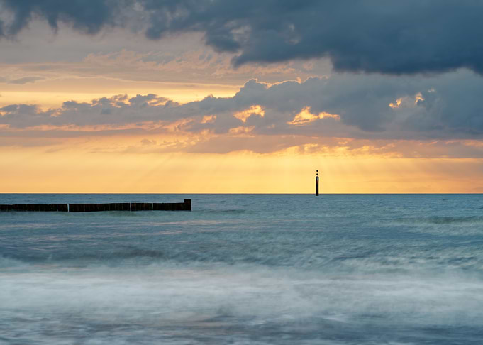 Baltic Sea coast at sunset