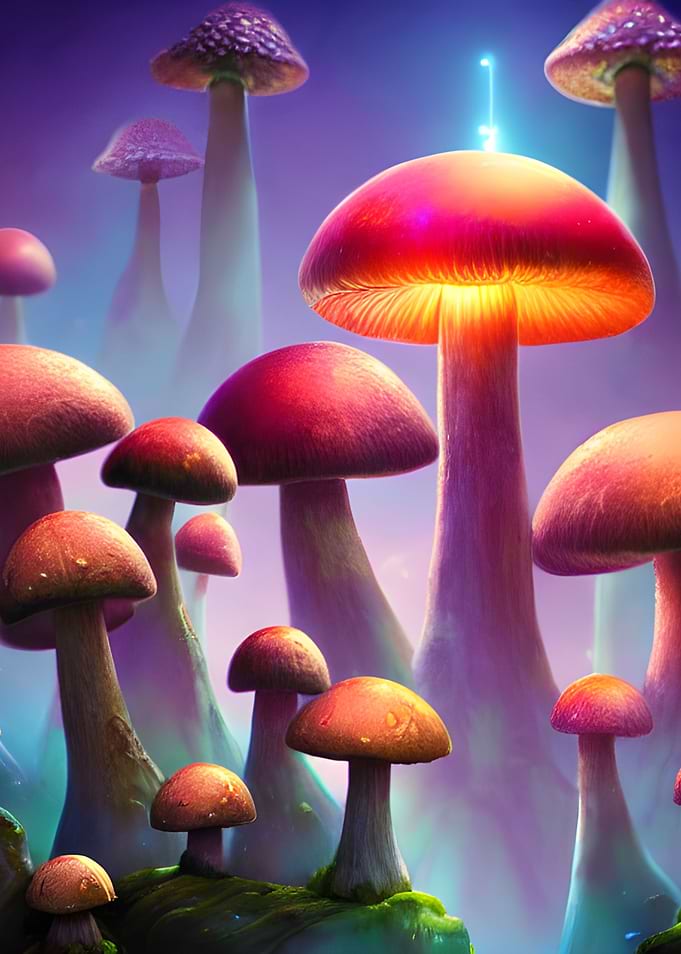 Glowing Magic Mushrooms