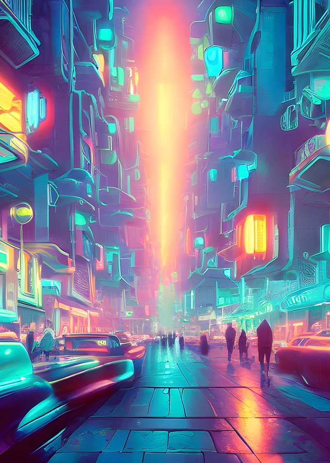 Busy Pastel City