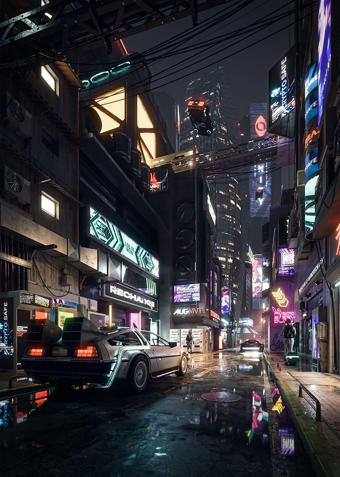 Cyberpunk City Street