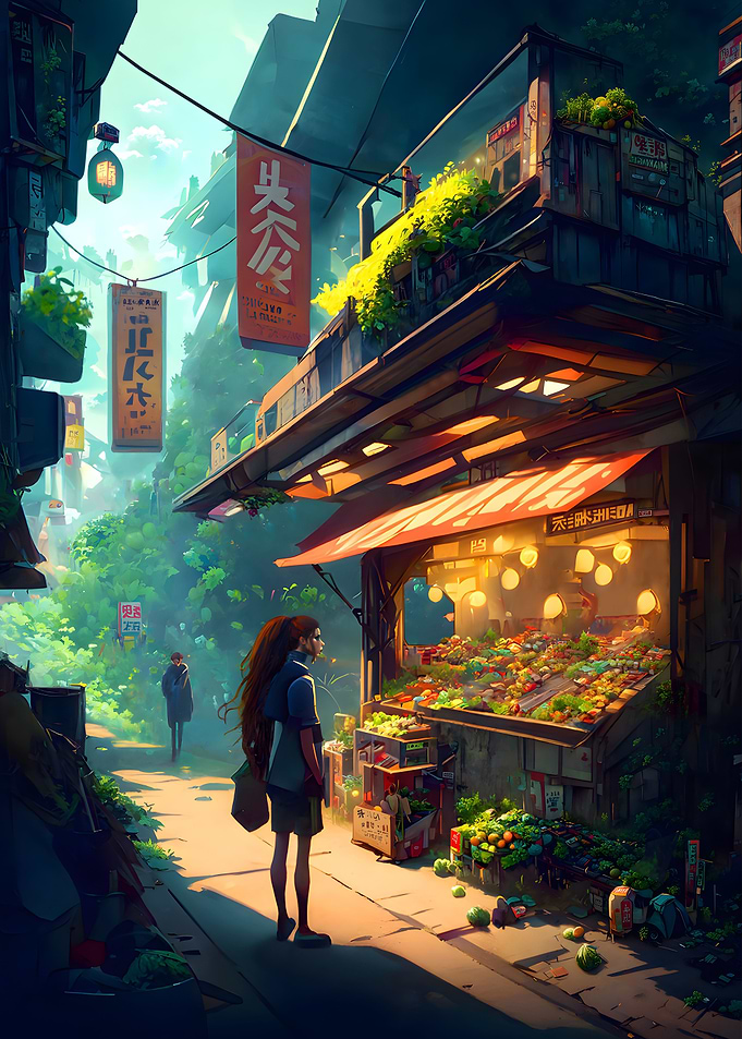 Solarpunk Street Market