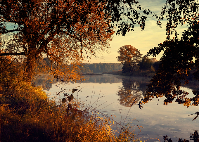 Autumn sunrise and travel