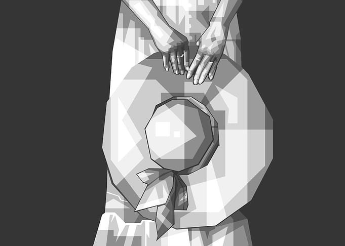 Beach Hat Grayscale