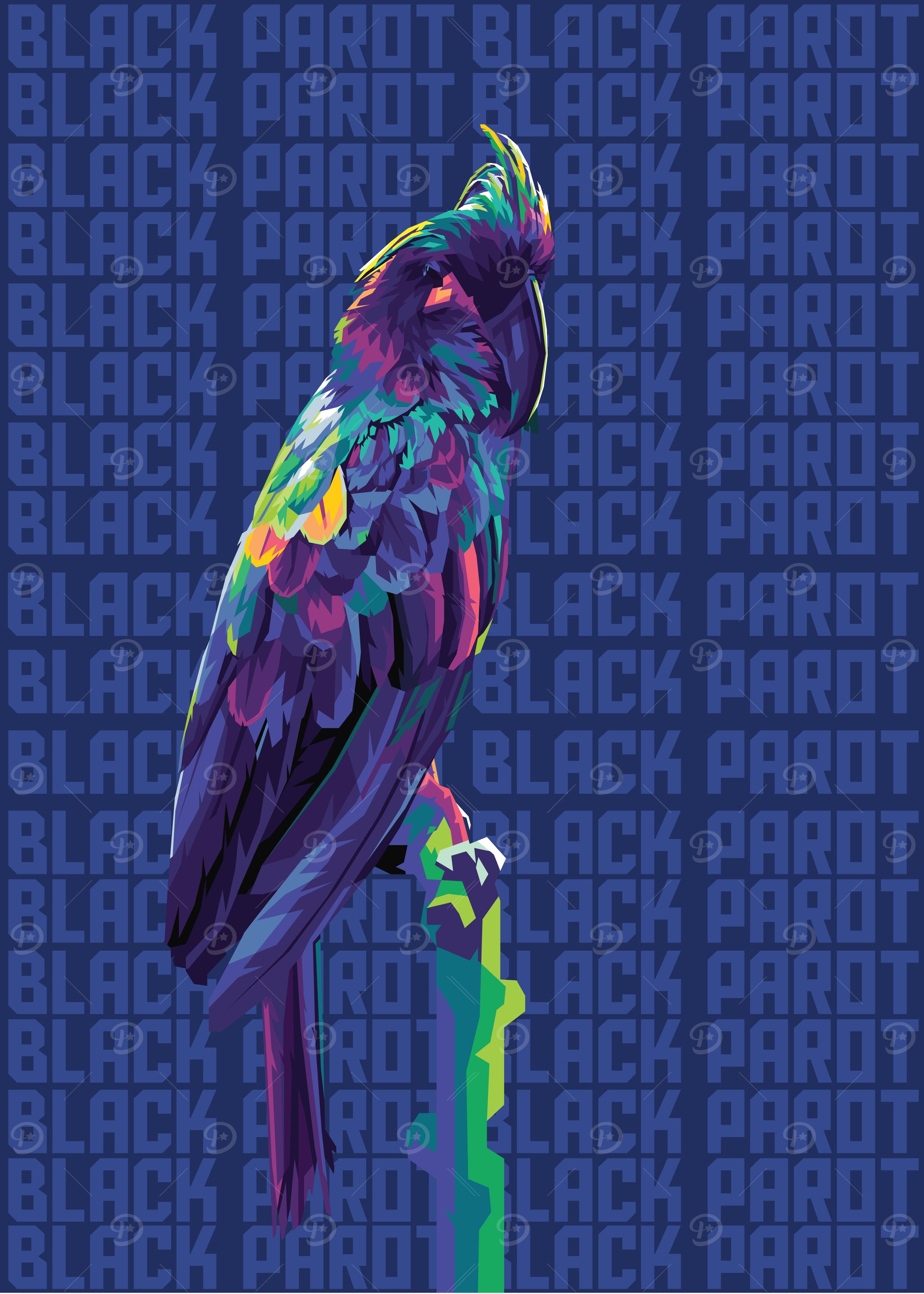 Black Parrot with text