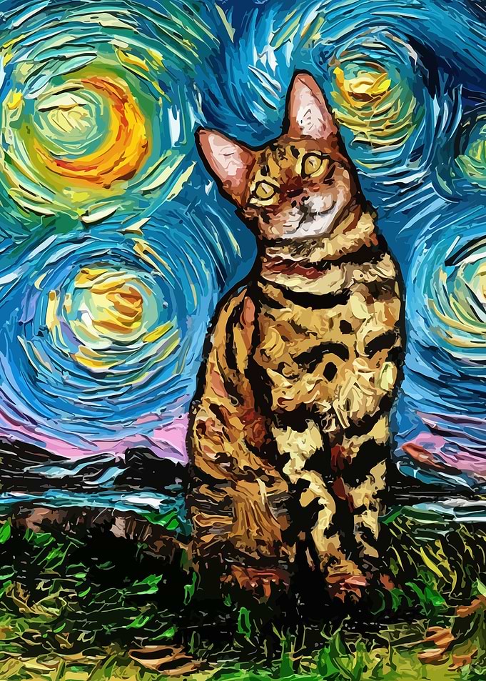 Cat Starry Night Van Gogh