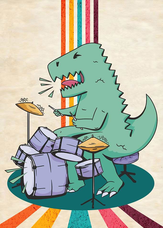 VINTAGE DINOSAUR DRUMMING