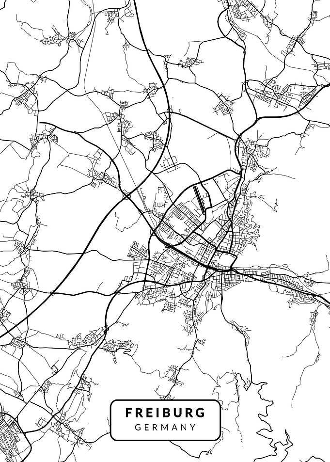 Freiburg White Map City