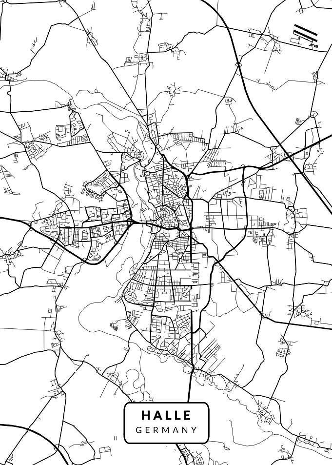 Halle Back White Map