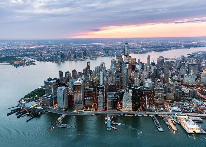 Aerial of Manhattan NYC