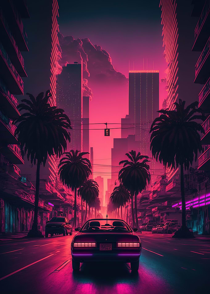 Synthwave futuristic city