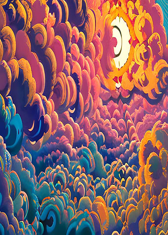 Colorful lovable clouds
