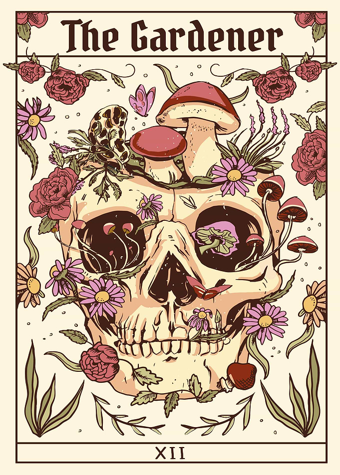 Gardener Skull Tarot Card