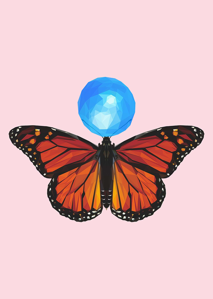 butterfly bubblegum animal