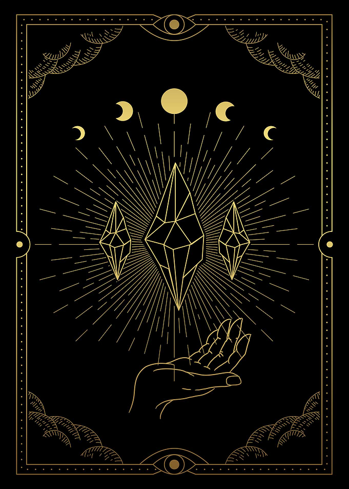 Tarot three crystal stones