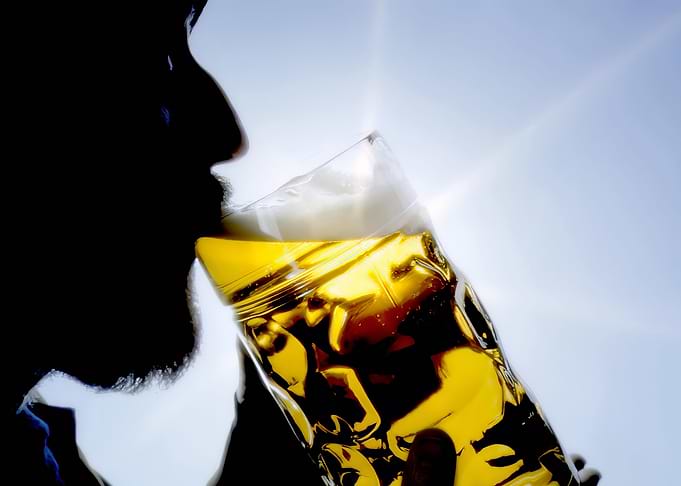 Silhouette sun beer big he