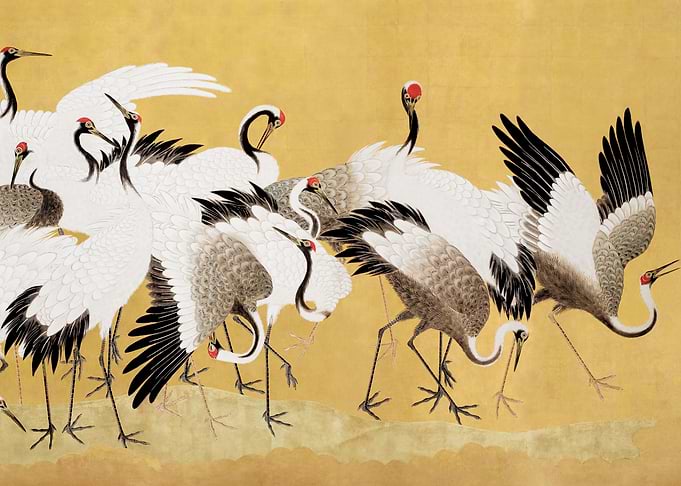 Japanese flock of cranes