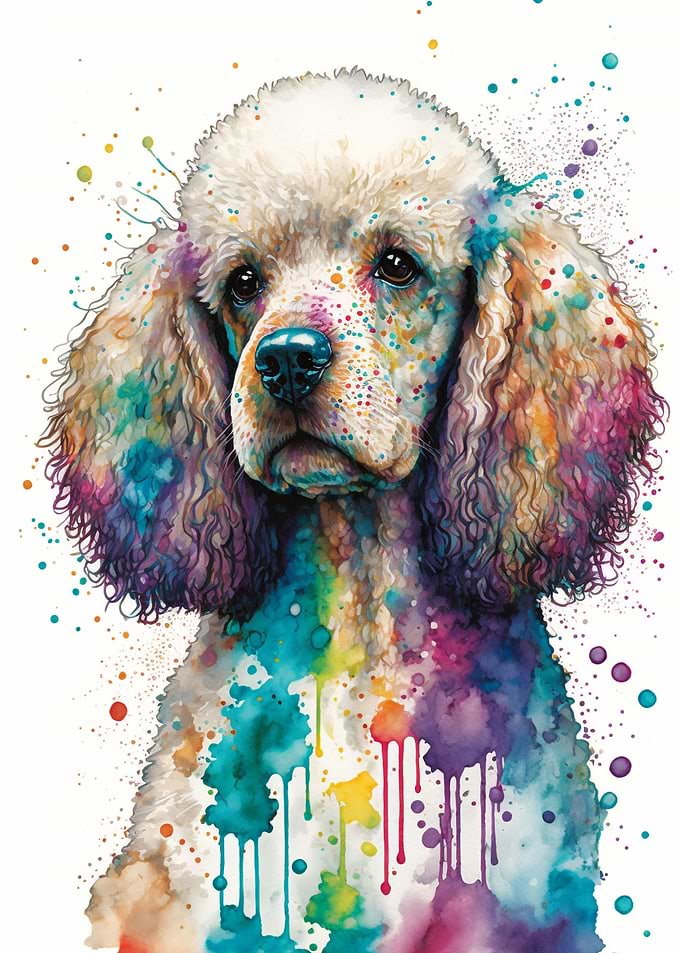 Poodle in watercolor art
