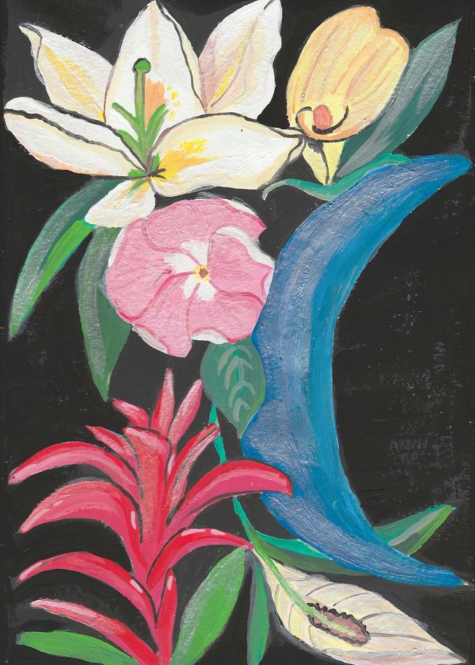 Celestial gouache flowers