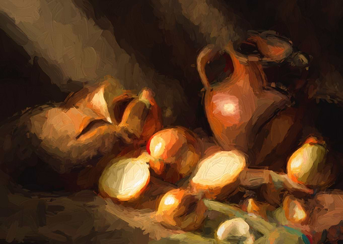 Oil Still life with Onions
