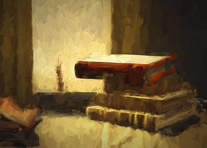 Oil Still life with Books